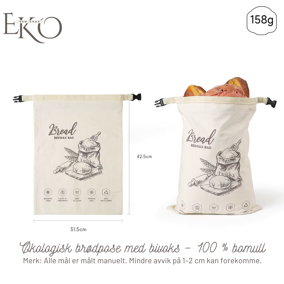 Økologisk bivoks brødpose – 100 % bomull