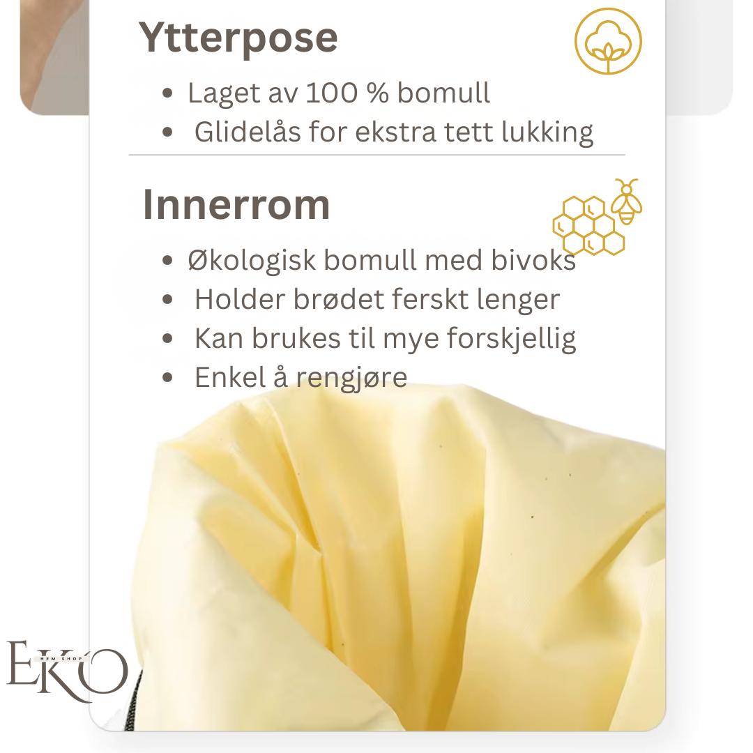 Økologisk bivoks brødpose – 100 % bomull