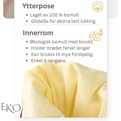 Økologisk bivoks brødpose – 100 % bomull