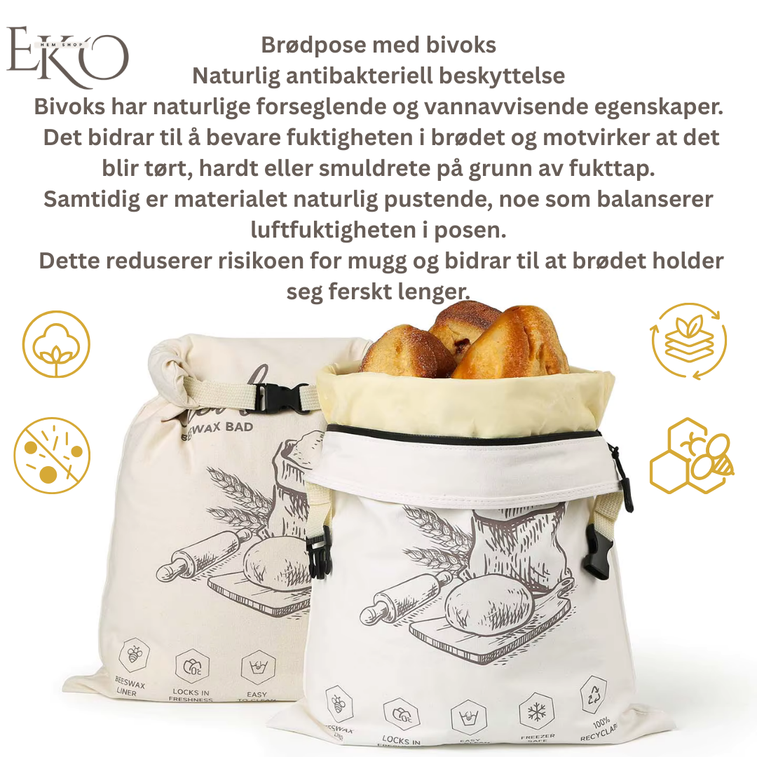 Økologisk bivoks brødpose – 100 % bomull