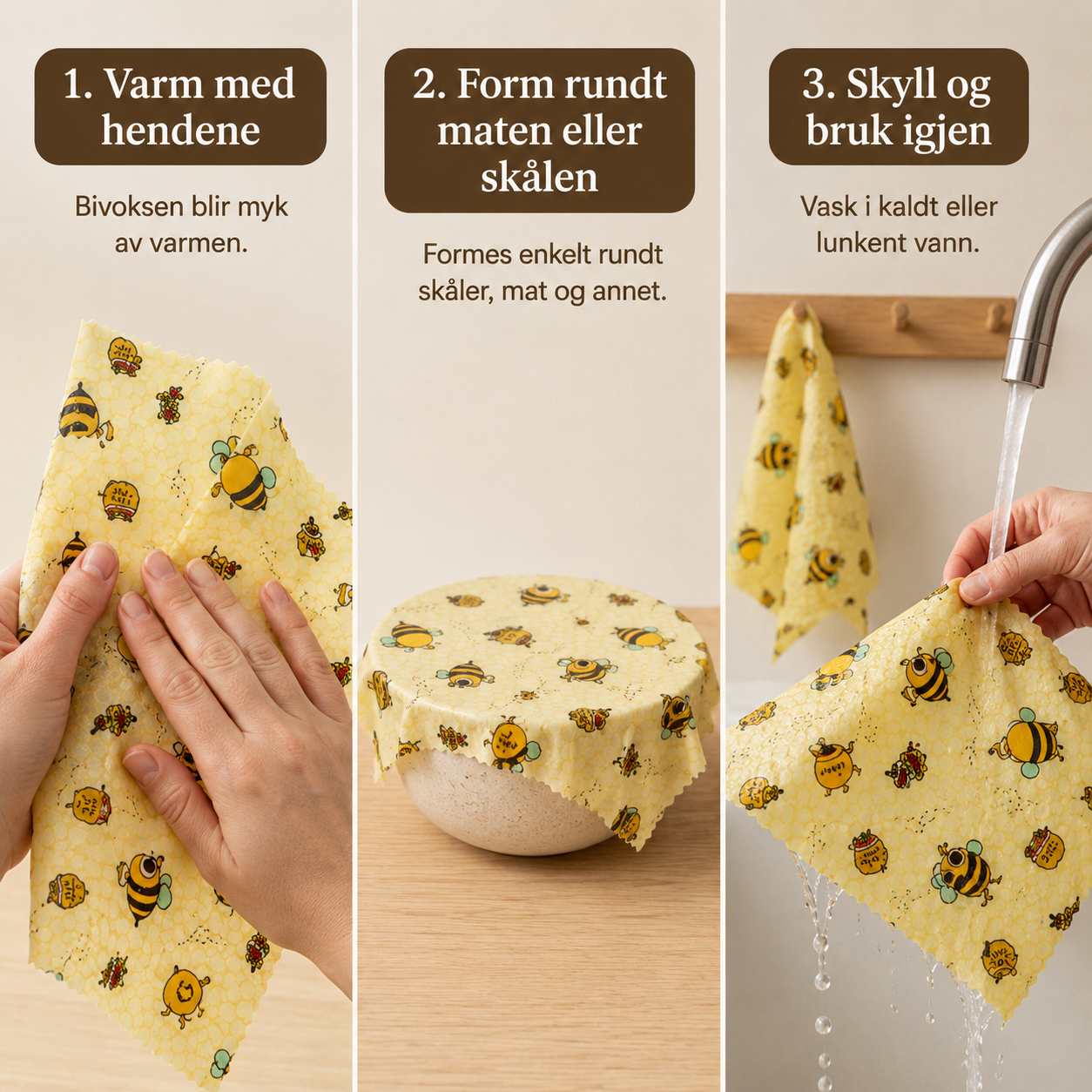 Bivoks Matfolie™ – Gjenbrukbar (3 stk)